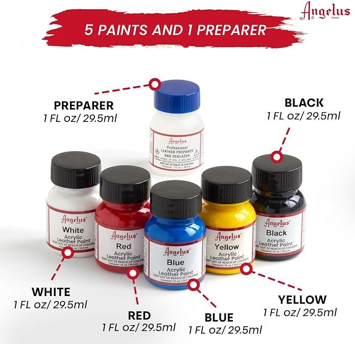 Angelus Leather Paint BASICS Kit 11 piece Set - Funky Home Crafts