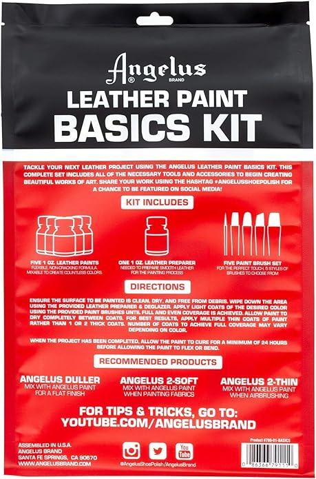 Angelus Leather Paint BASICS Kit 11 piece Set - Funky Home Crafts