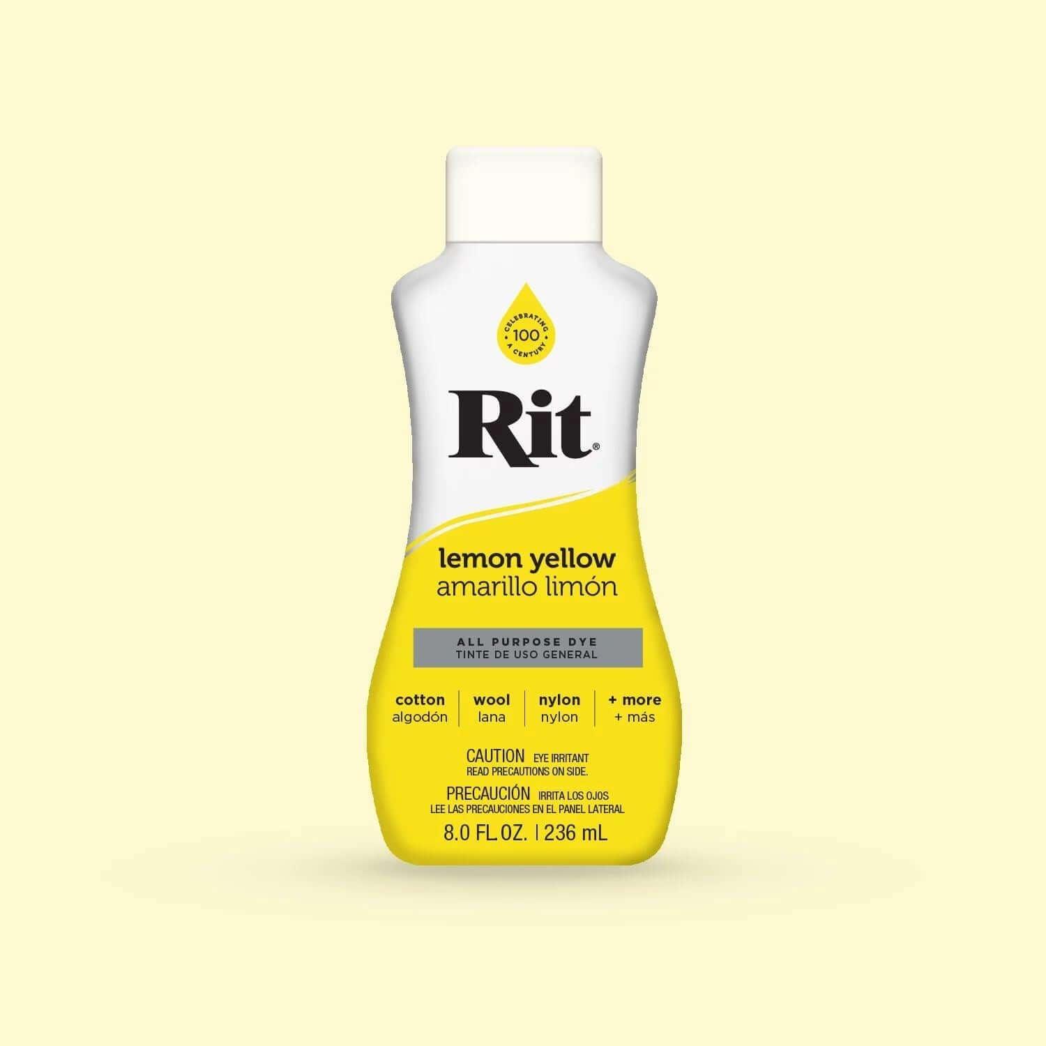 Rit Dye Liquid 8oz Bottle - Lemon Yellow - Funky Home Crafts